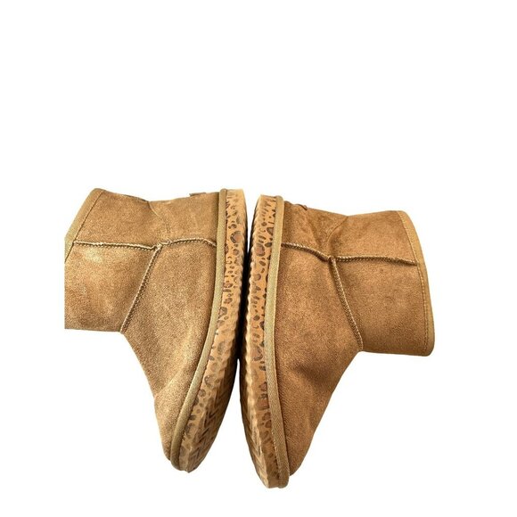 Marley Lilly Girls Boots Pull-on Suede Like Tan Animal Print Size 3 - Picture 4 of 7
